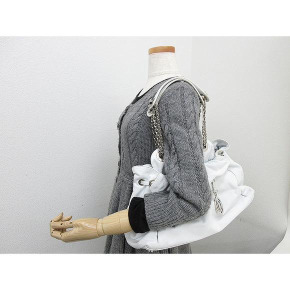 Christian Dior Letranto Chain Shoulder Bag Leather White - Picture 10 of 10